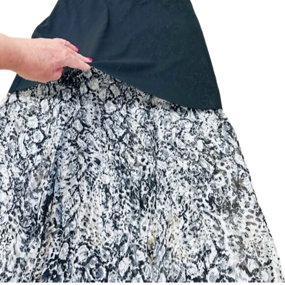 Alice + Olivia Snakeskin Silk Blend Midi Skirt Sheer Slit Designer Sz 2 - Picture 6 of 14